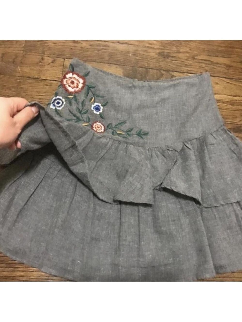 ZARA Embroidered Ruffles Skirt - Picture 8 of 14